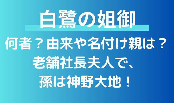 大相撲名古屋場所・白鷺の姐御は何者？社長夫人で、孫は神野大地！由来も調査